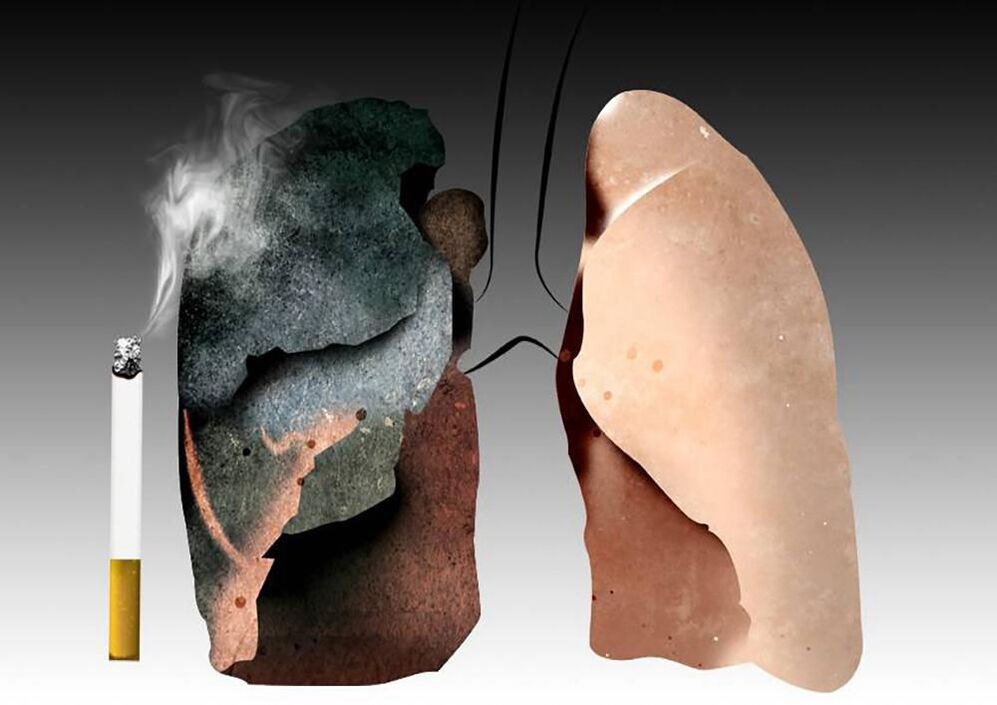 the lungs of smokers